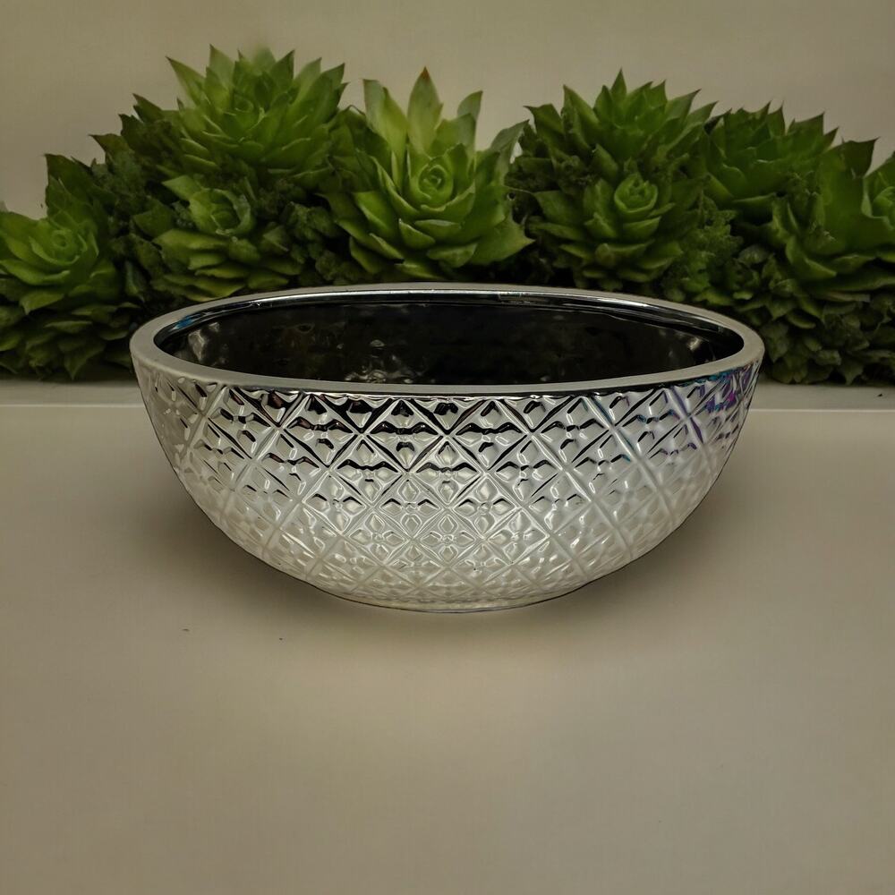 Gold Silver Tone Metal Planter Decorative Bowl Home Decor